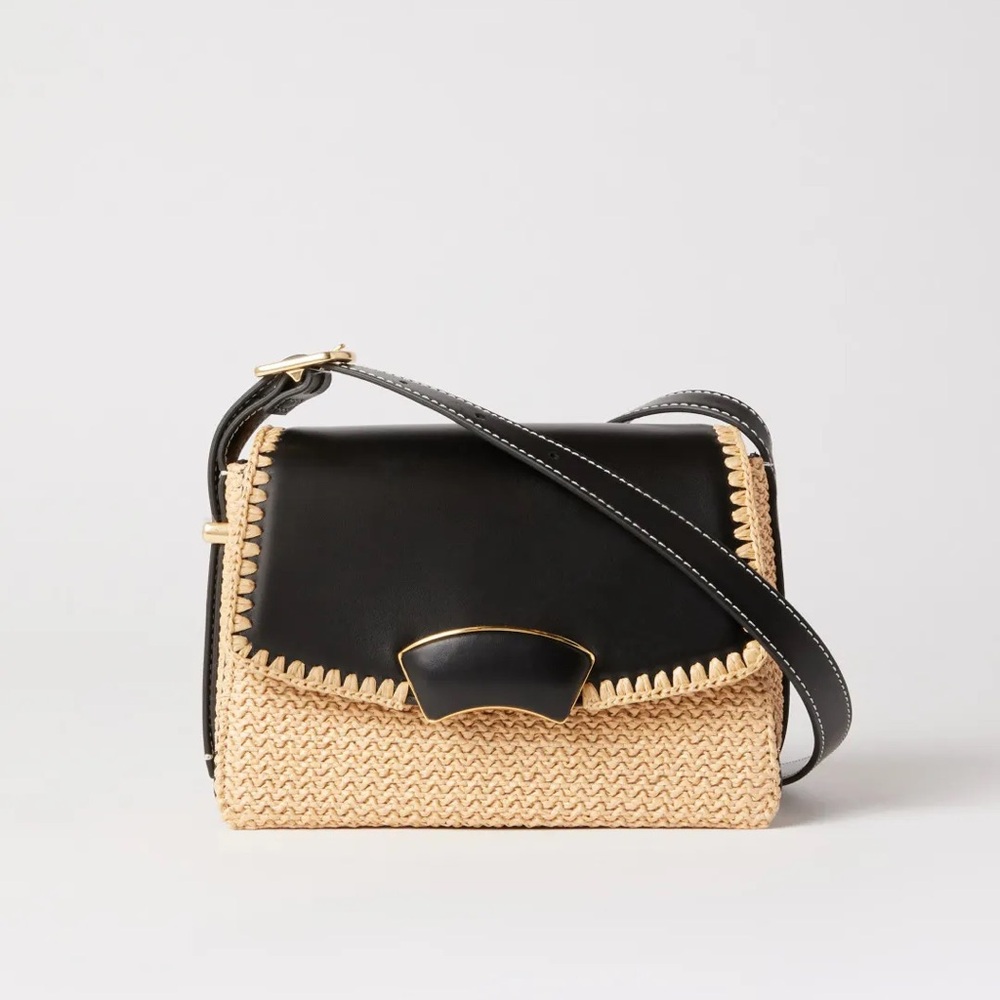 3.1 Phillip Lim Black and Natural Raffia Shoulder Bag
